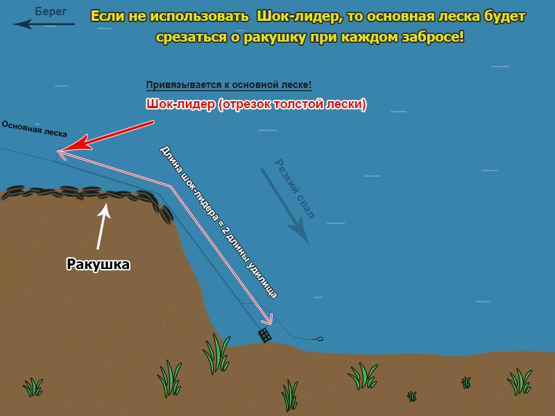 Особенности использования шок-лидера при ловле карпа на рыбалке